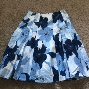 Floral Midi Formal Blue Skirt